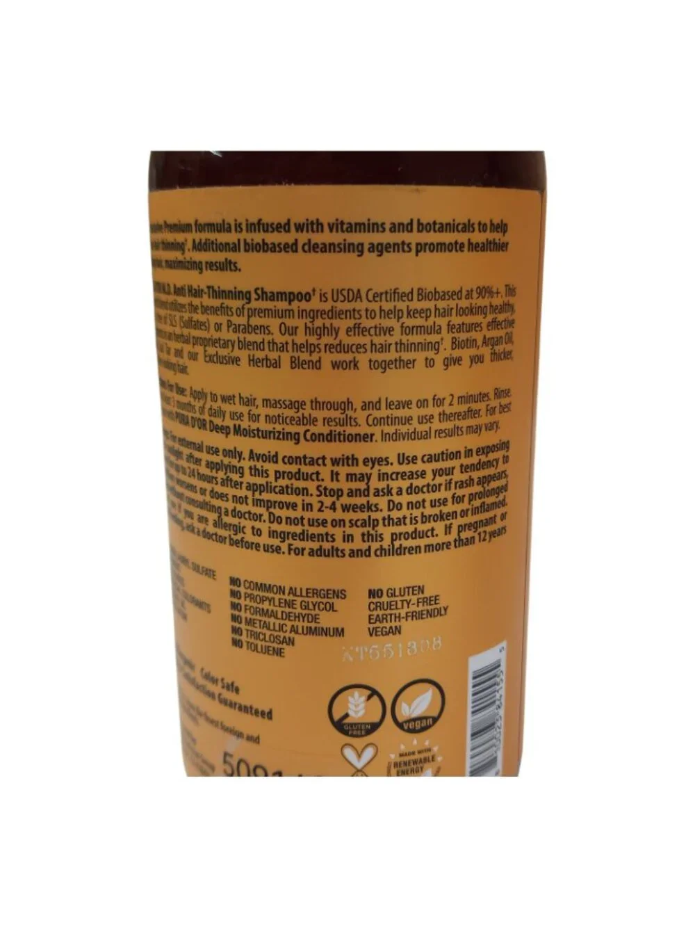 Pura Dor M.D. Maximum Defense Anti Hair-Thinning Shampoo Clinical Solution 24 oz